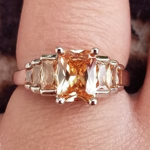 925 silver 7 stone morganite ring size 8
